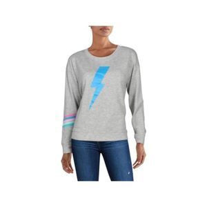 AVA & ESME Womens Gray Stretch Printed Long Sleeve Round Neck Top XS